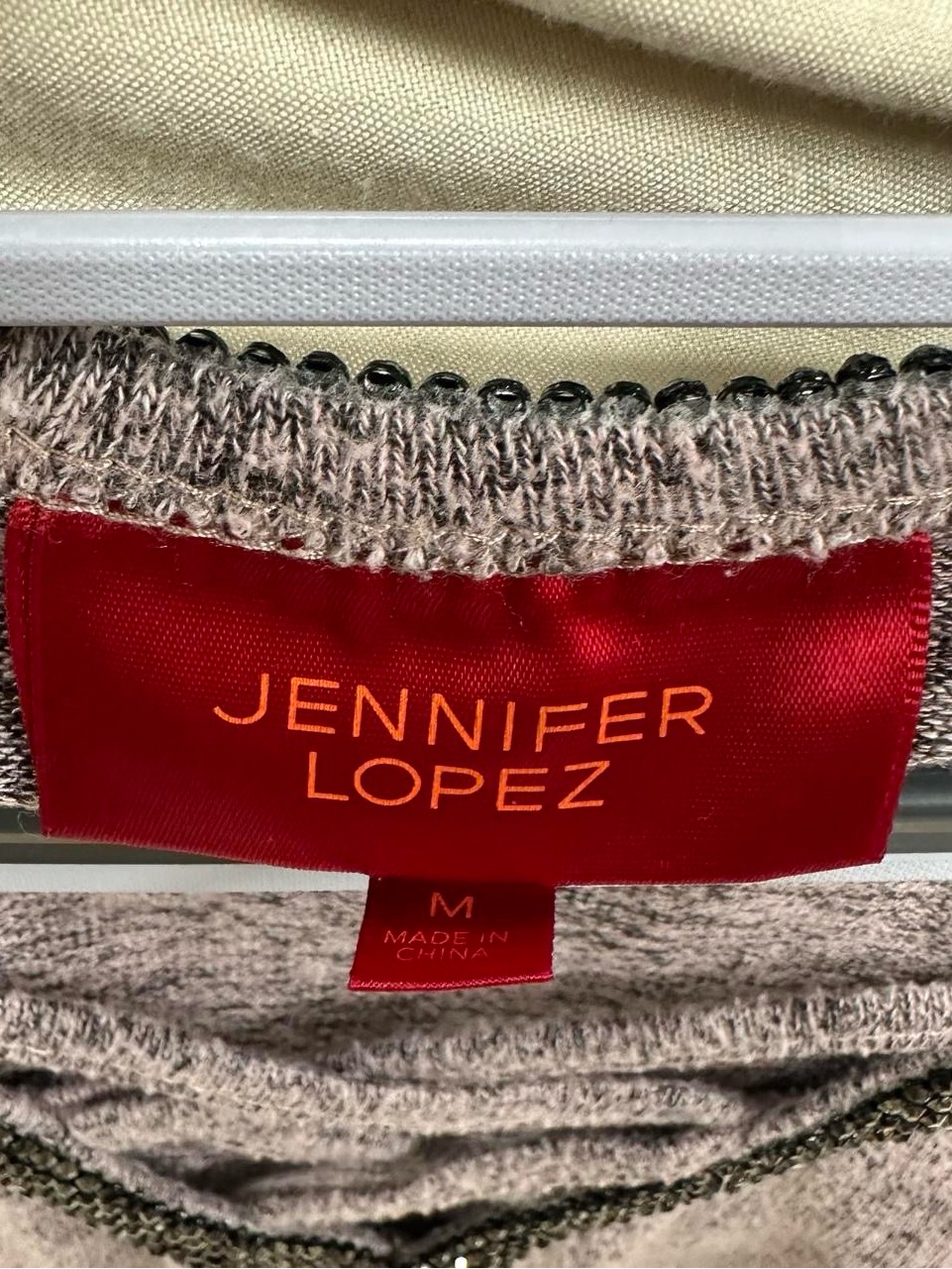 Jennifer Lopez Official Black Rhinestone V Neck Light Purple Long Sleeve. — image 3 of 4